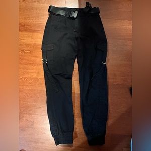 Black Cargo Pants with Black Belt